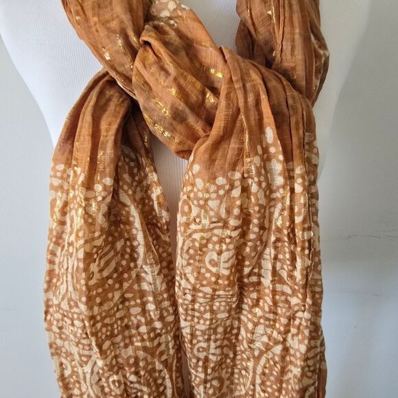 India Print Scarf Wrap Brown Burnout - Picture 4 of 6